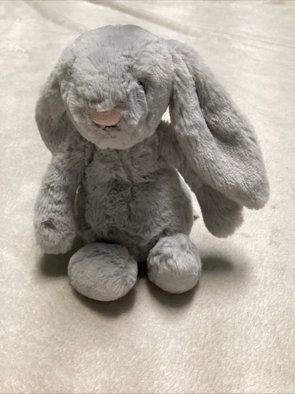 Jellycat Grey Bunny Plush with Pink Nose
